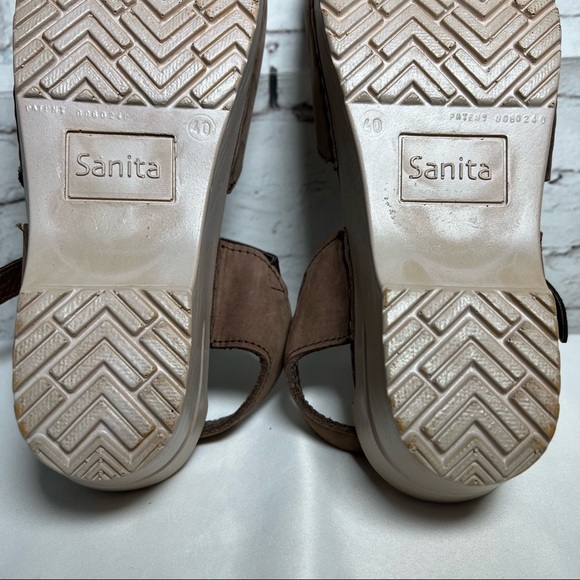 Sanita Two Tone Open Toe Clog Sandals Heels Leather Size 9 US 40 EU Buckle EUC - Picture 10 of 14